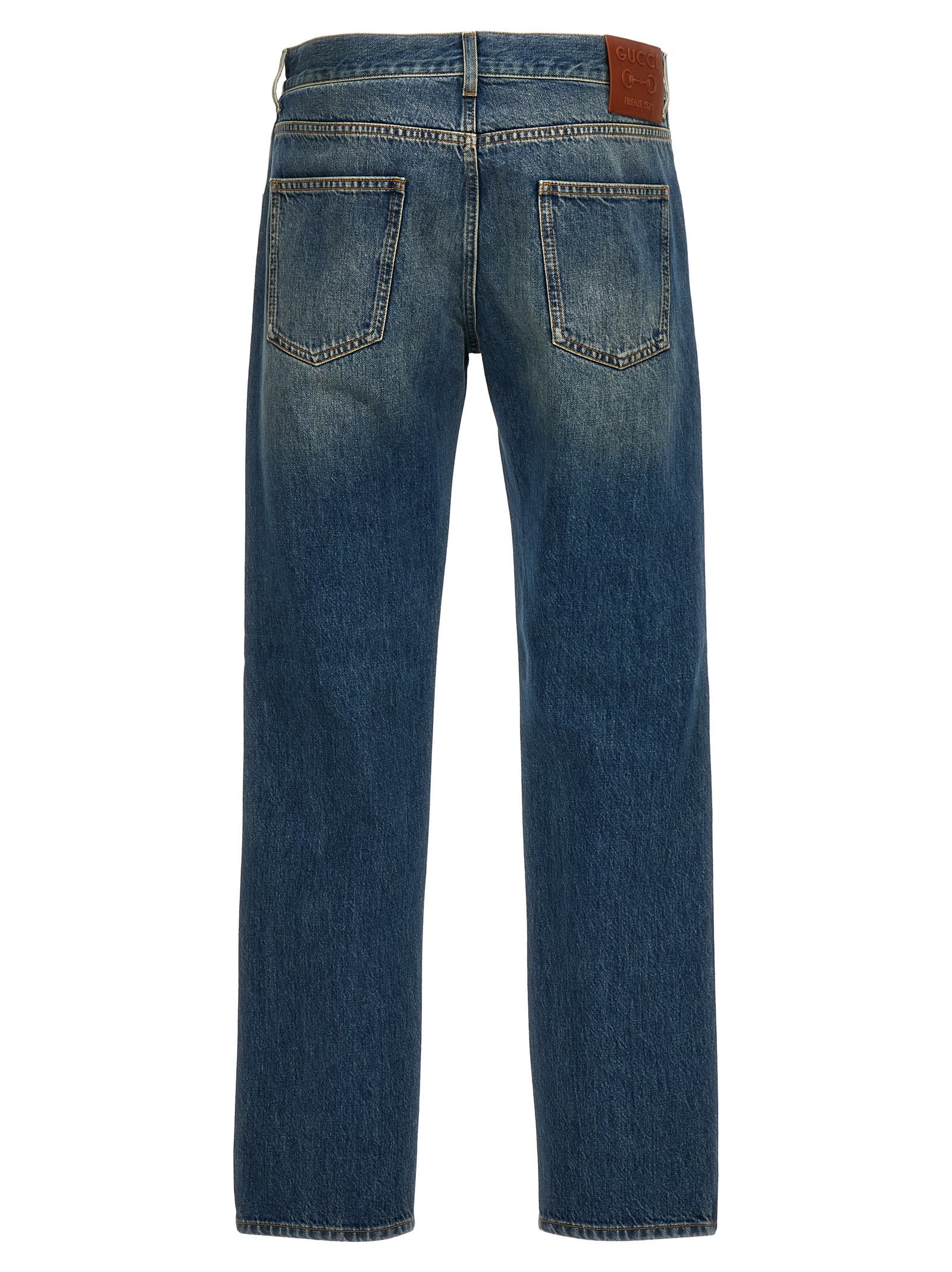 Shop Gucci New Tapered Jeans In Blue