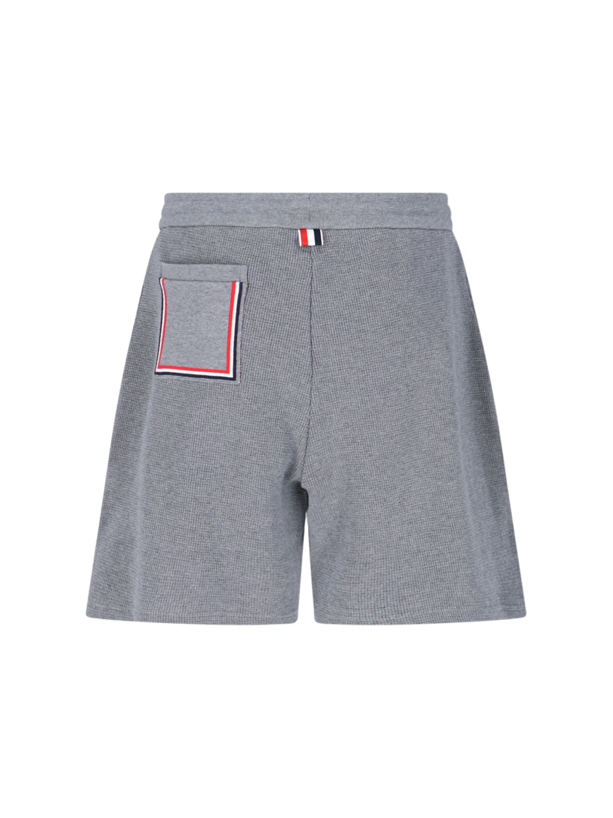 Shop Thom Browne Logo Jogger Shorts In Gray