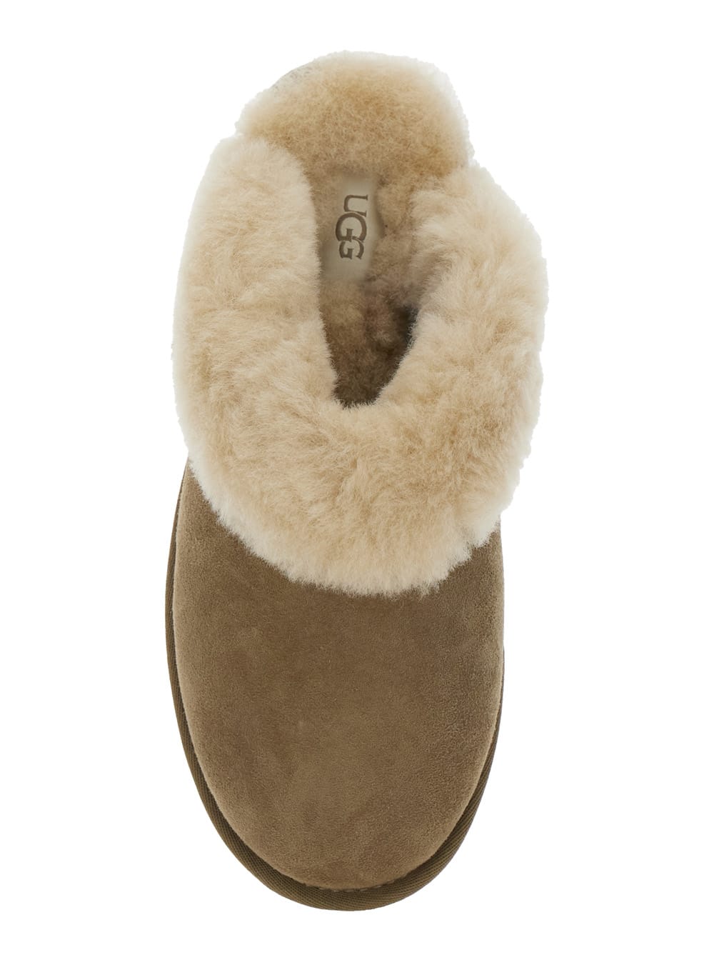 UGG CLASSIC SLIPPER II GREY SLIP-ON MULES WITH FAUX FUR AND SUEDE LEATHER WOMAN 