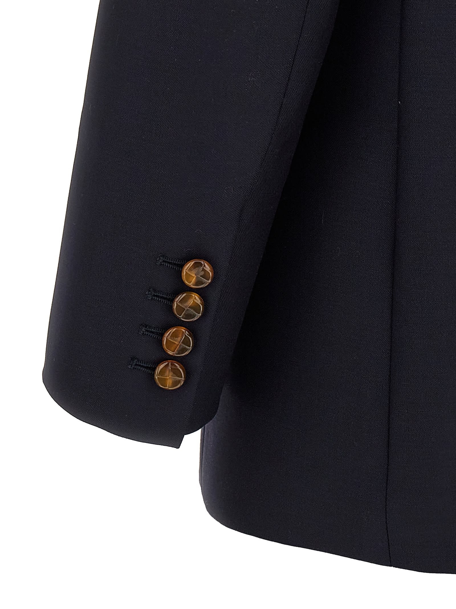 Blazé Milano Missy Double-breasted Cotton-blend Blazer In Black