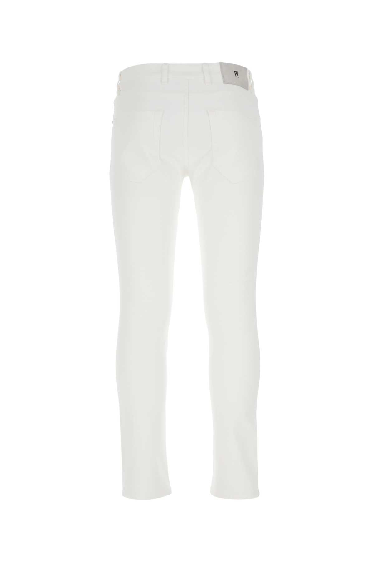Pt01 White Stretch Denim Rock Jeans In Bianco