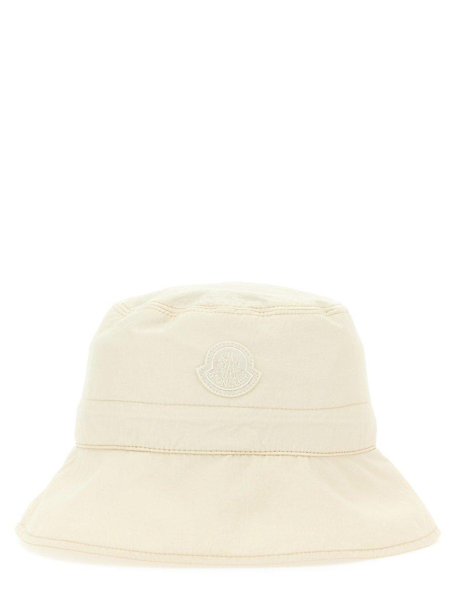 Moncler Bucket Hat With Logo In White