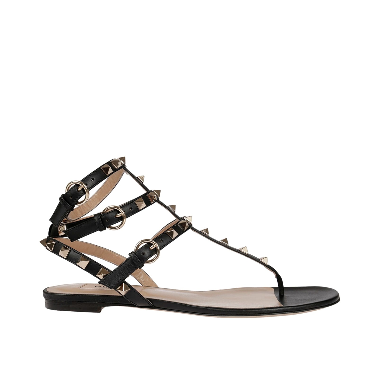 Shop Valentino Garavani Rockstud Flip-flop Sandals In Black