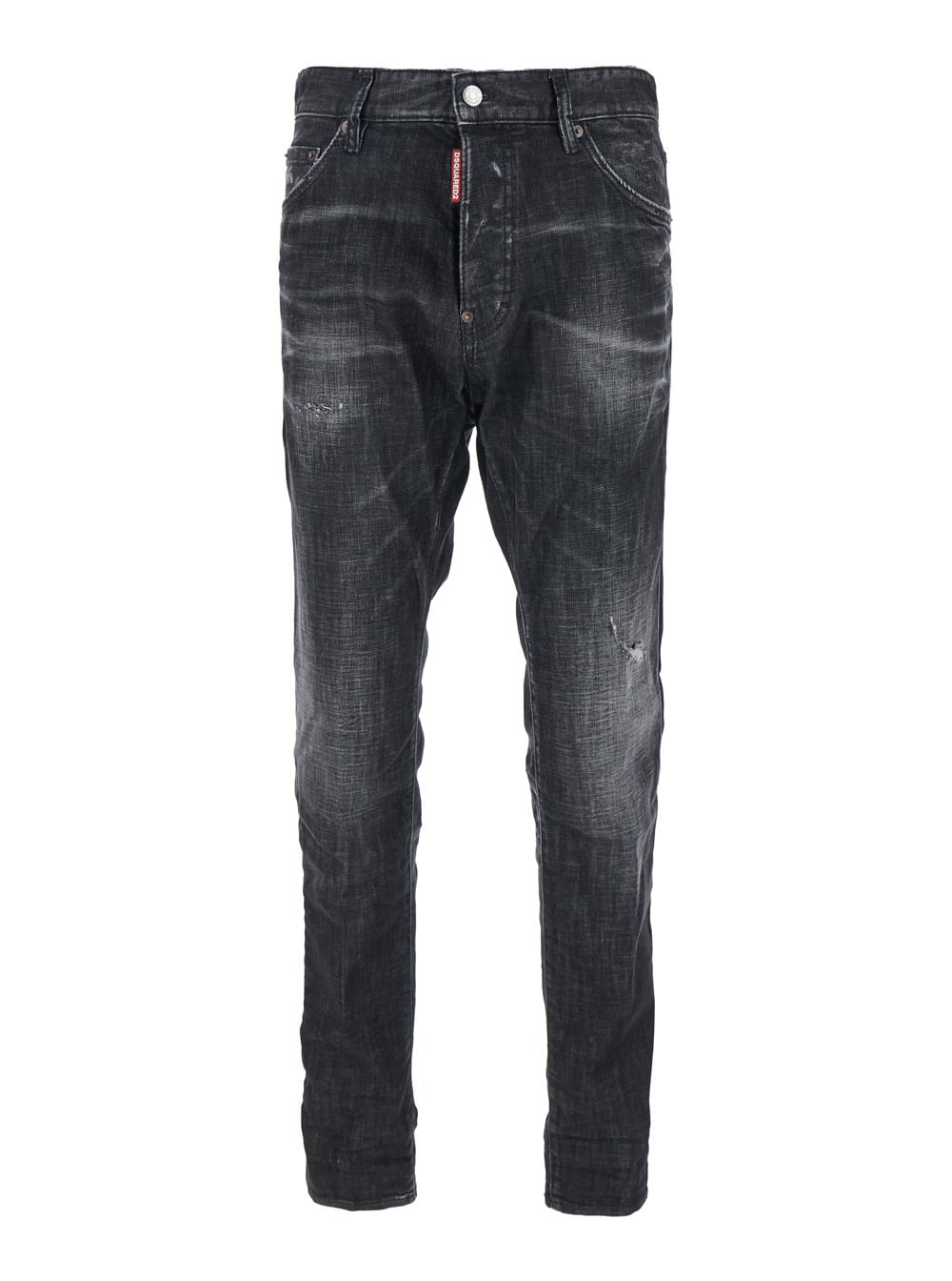 Dsquared2 Cool Gut Black Jeans With Belt Loops And Faded Effect In Denim Man