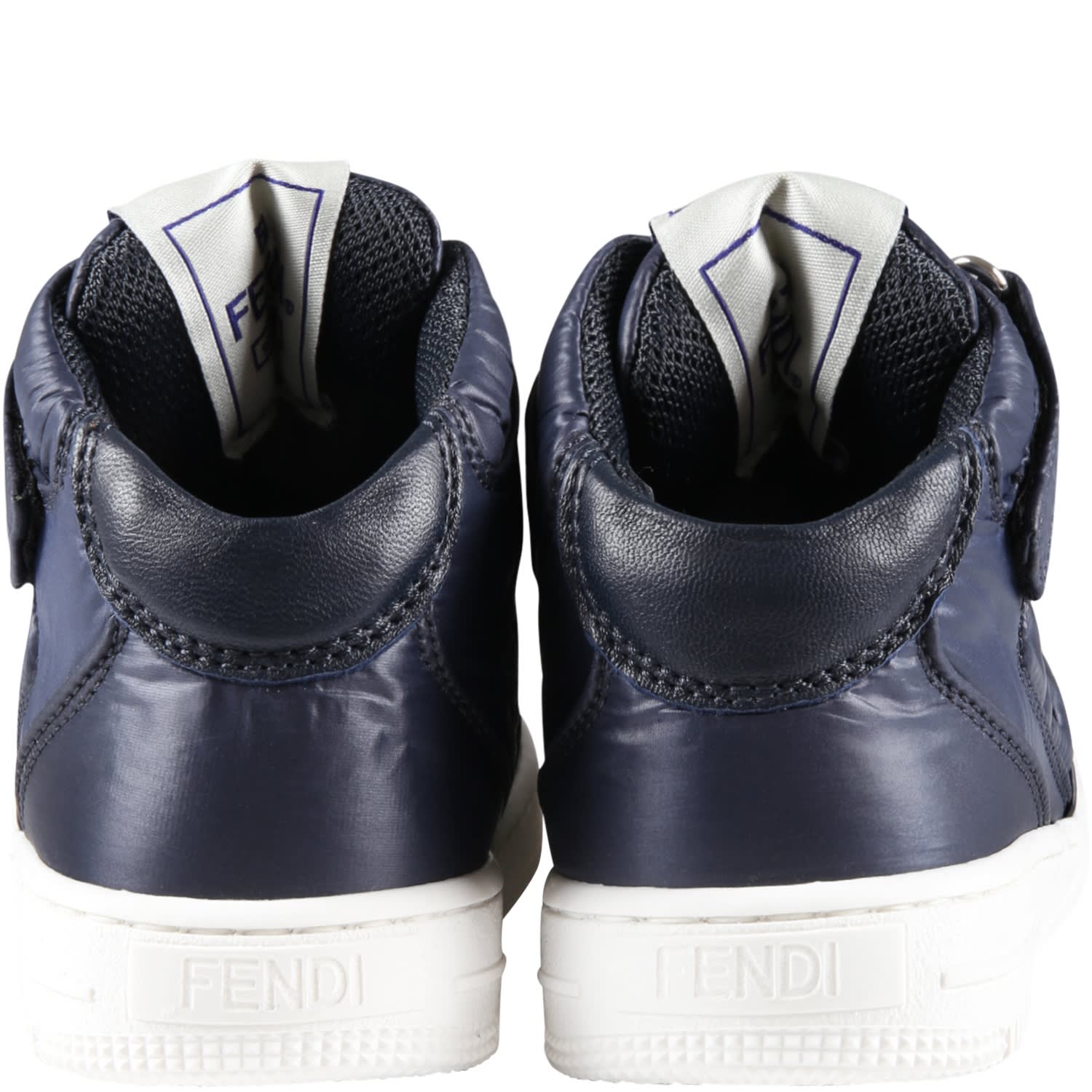 Shop Fendi Blue Sneakers For Boy With Embossed Logo