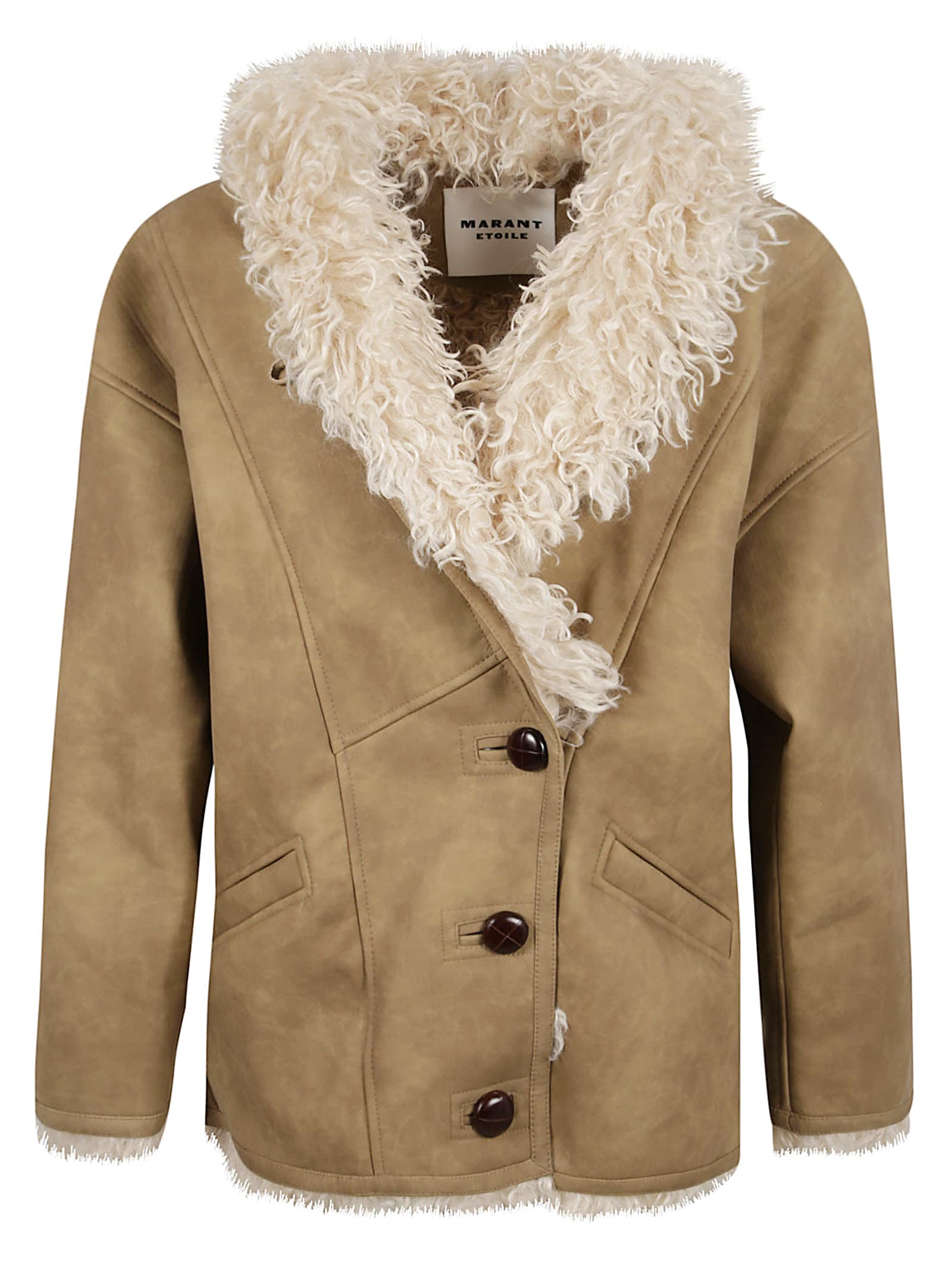 Isabel Marant Clea Coat In Shearling Faux Fur In Animal Print