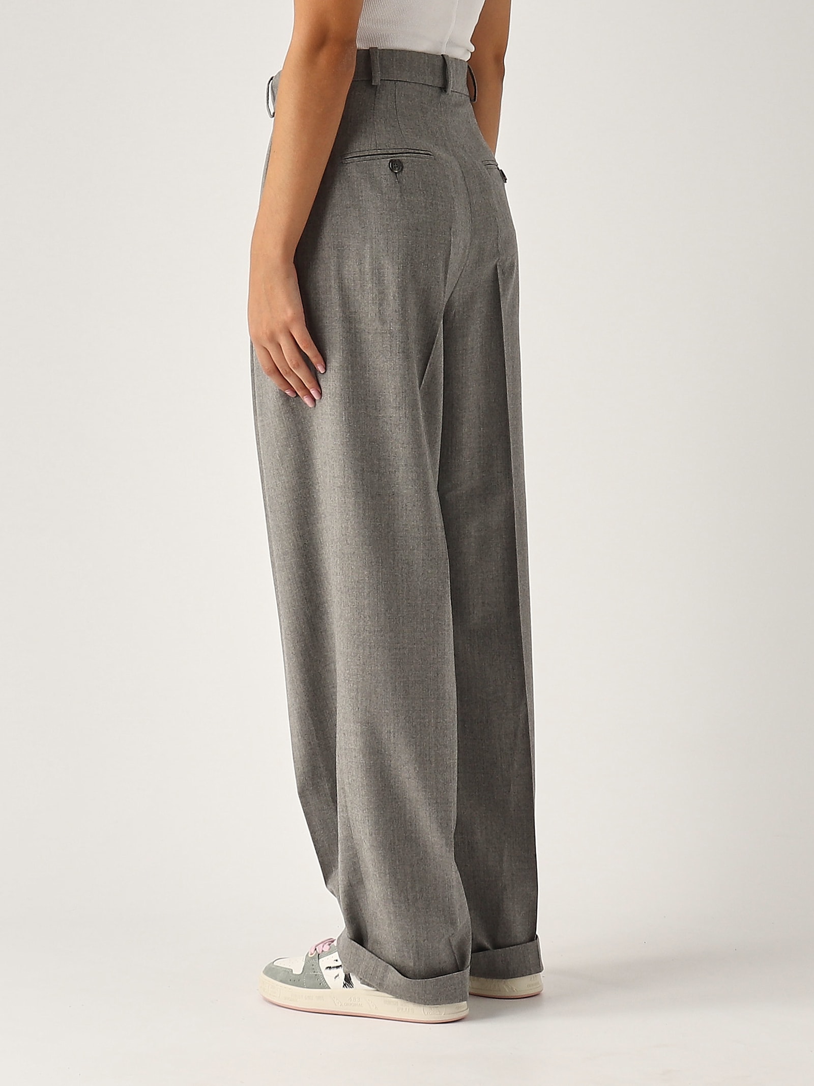 Shop Polo Ralph Lauren Wool Trousers In Grigio Melange