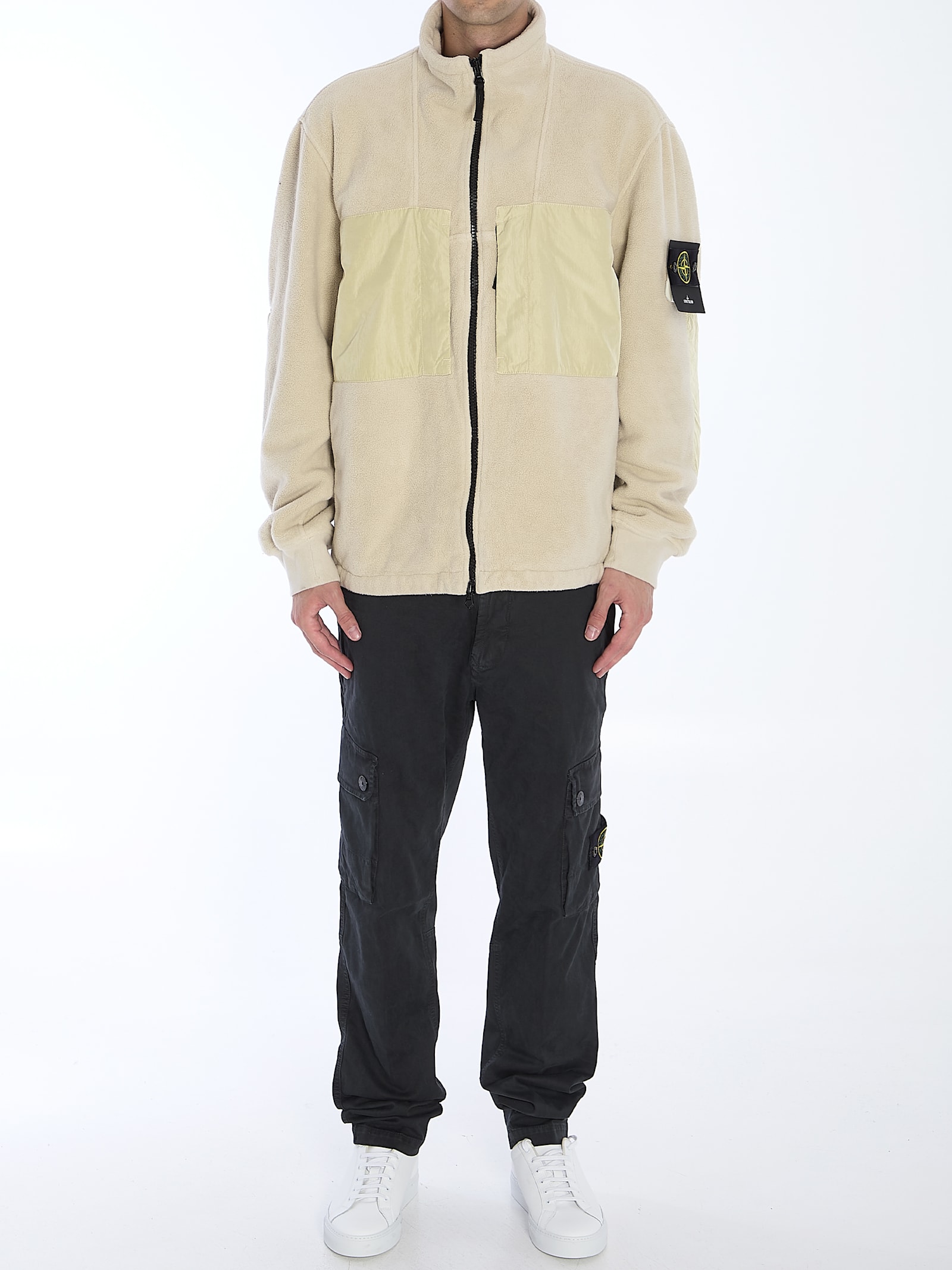 Shop Stone Island Teddy-effect Jacket In Beige