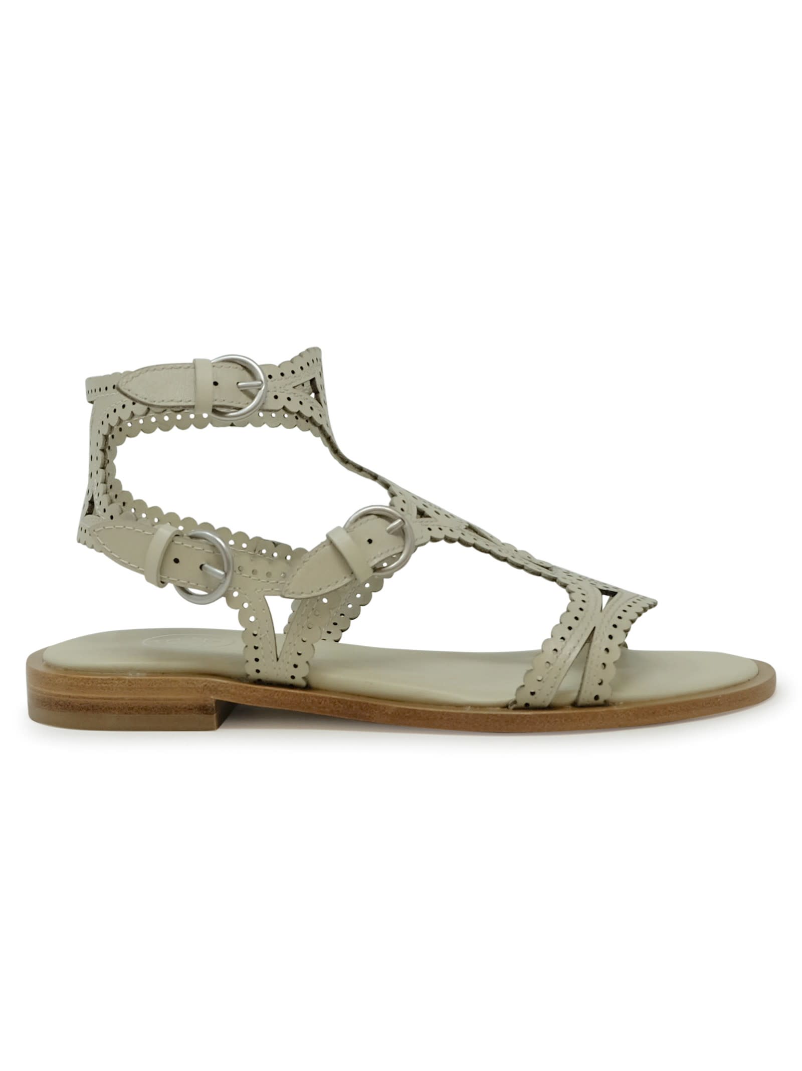 Ash Paprika Talc Flat Sandal In Neutral