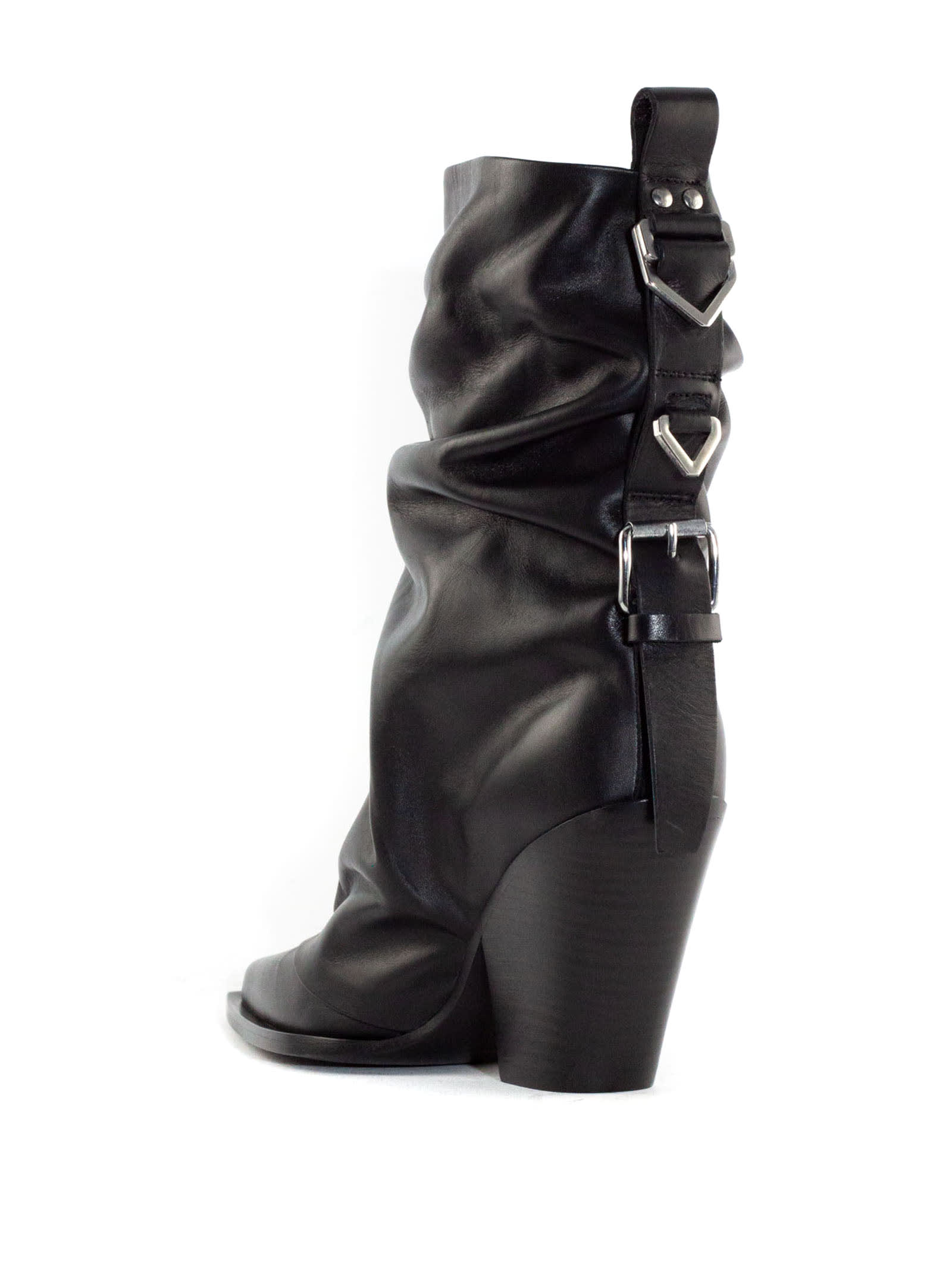 Shop Elena Iachi Black Calfskin Leather Ankle Boot