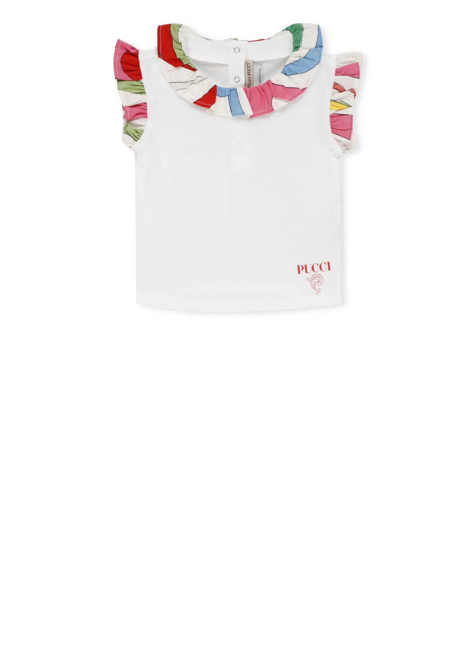 Emilio Pucci Babies' T-shirt With Ruffles In White