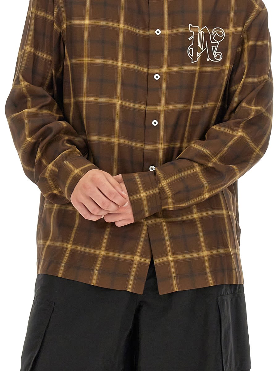 Shop Palm Angels Monogram Shirt In Brown