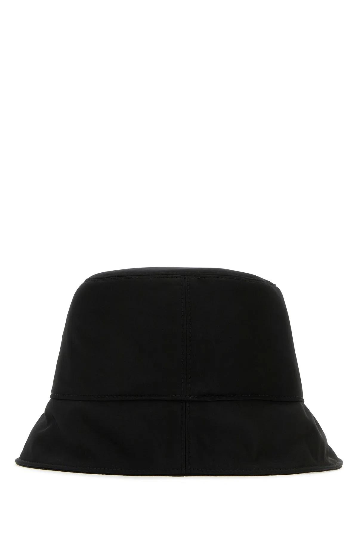 Off-white Wide Brim Polyester Bucket Hat In Black