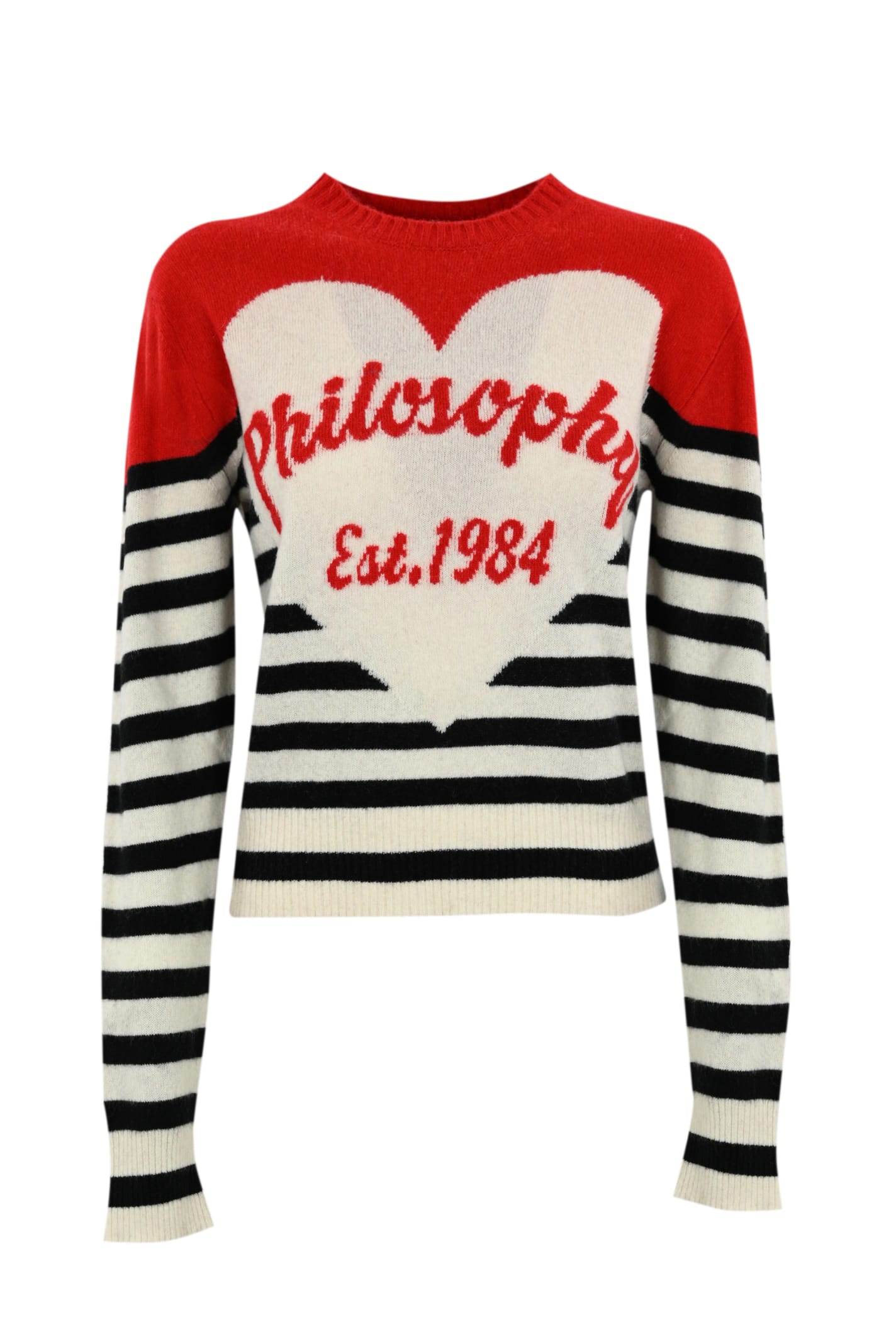 Philosophy Di Lorenzo Serafini Intarsia-logo Striped Sweatshirt In White