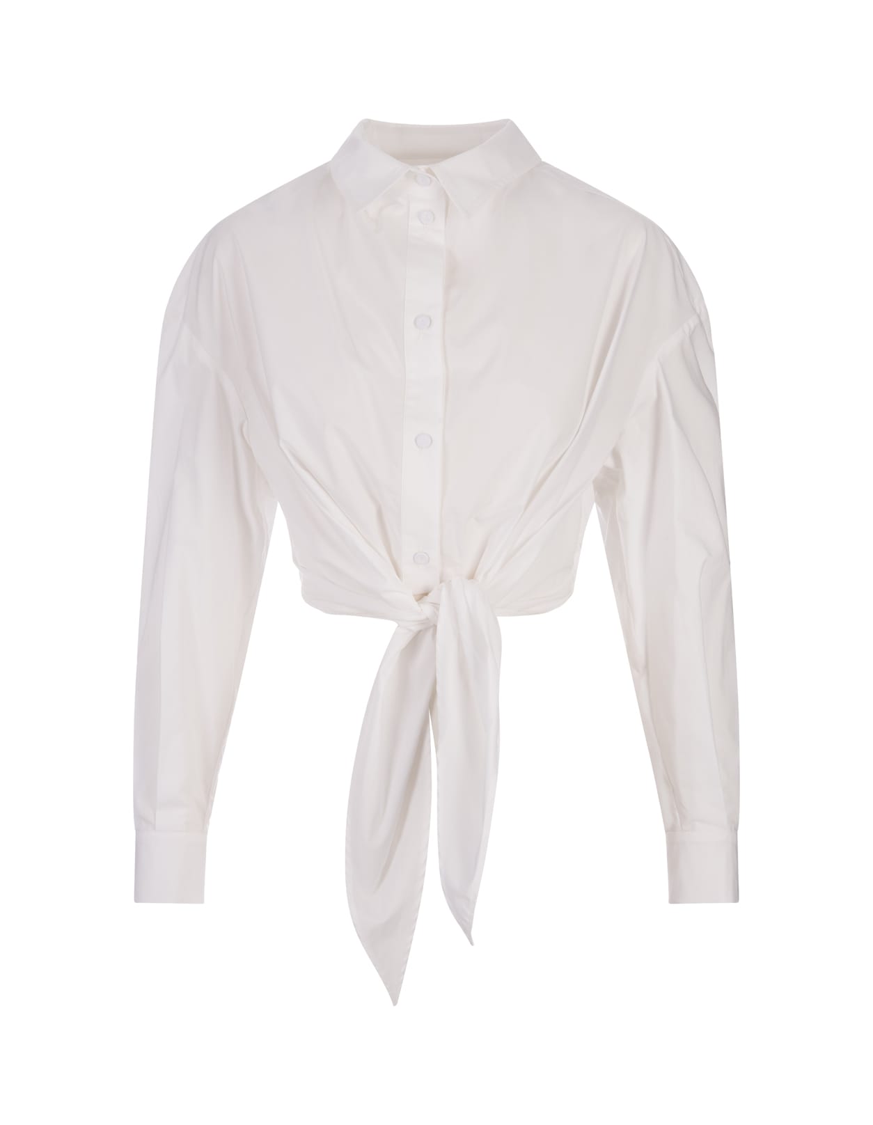 White Cotton Shirt With Knot