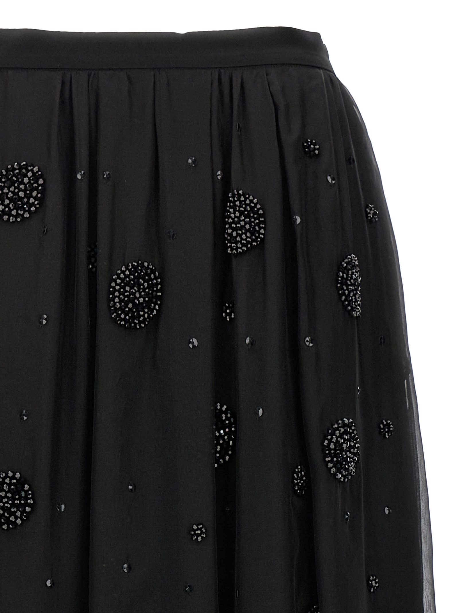 Max Mara All-over Embellished Long Skirt In Black