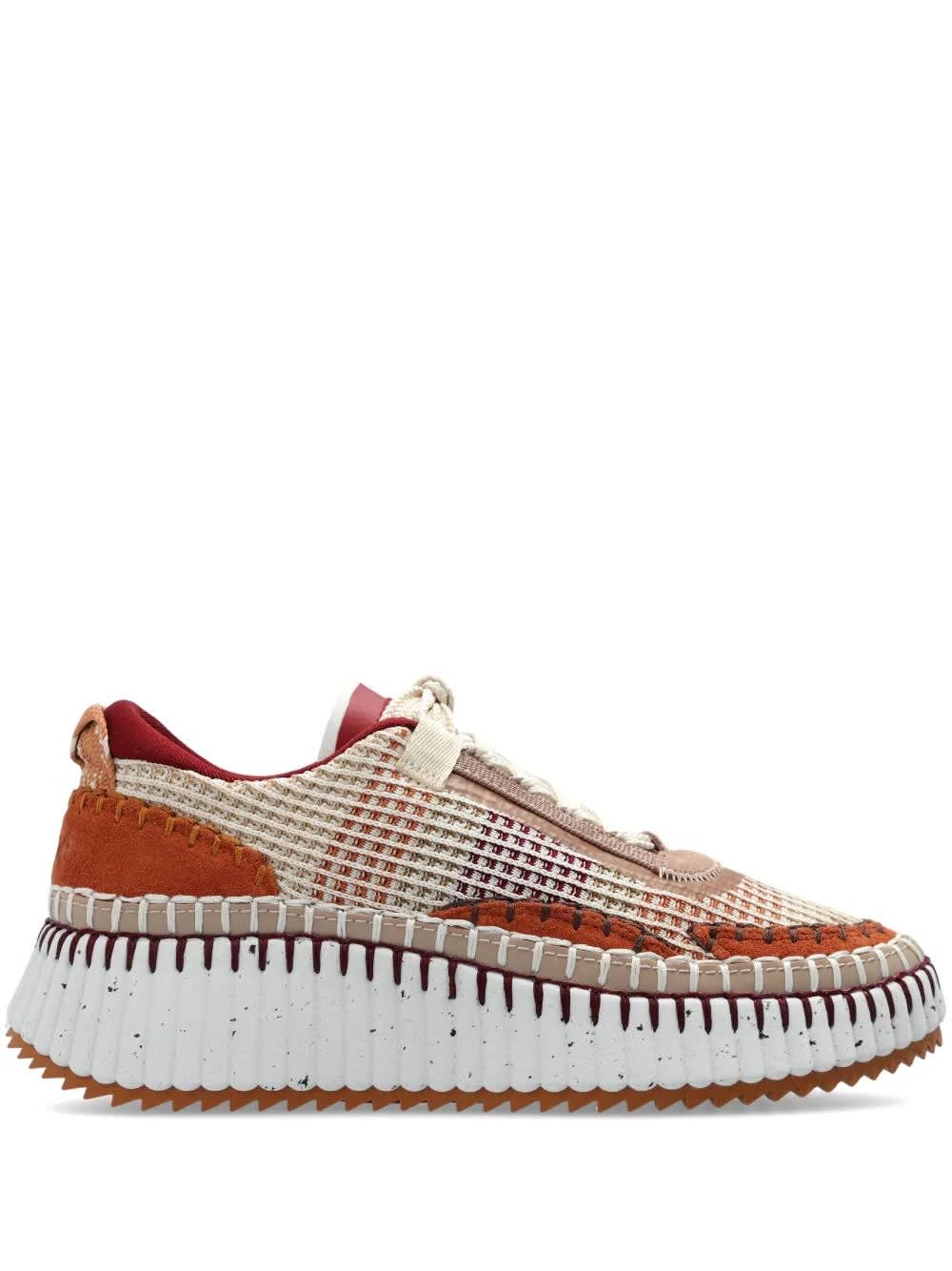 Shop Chloé Dark Tan Nama Sneakers In Brown