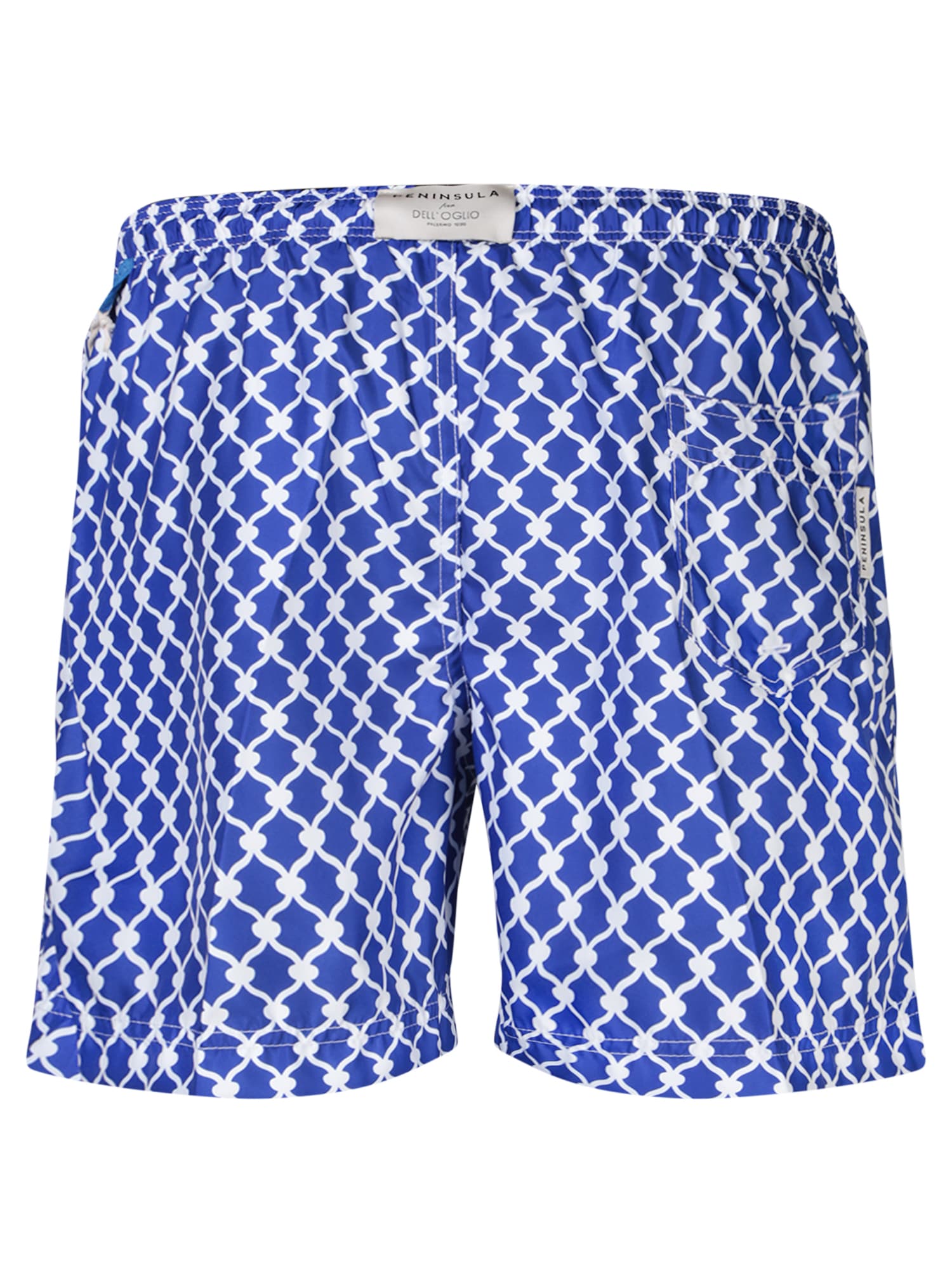 Shop Peninsula Swimwear Patterned Blue/white Boxer Swim Shorts