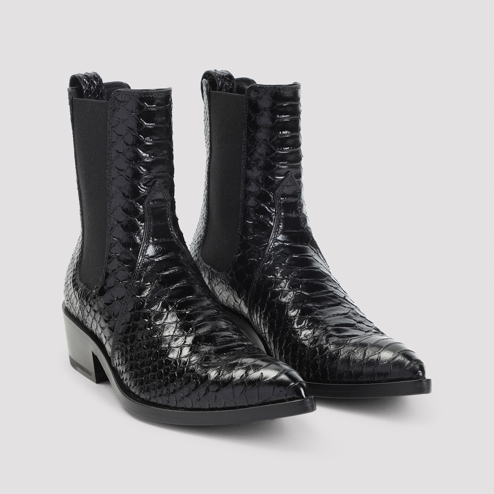 Tom Ford Embossed Leather Ankle Boots In Black