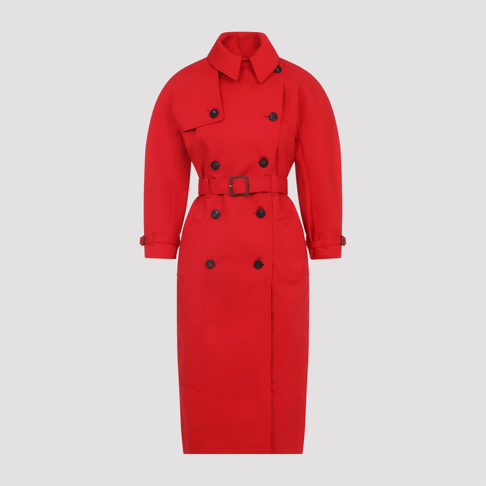 Jacquemus Double Breasted Belted Trench Coat In Red