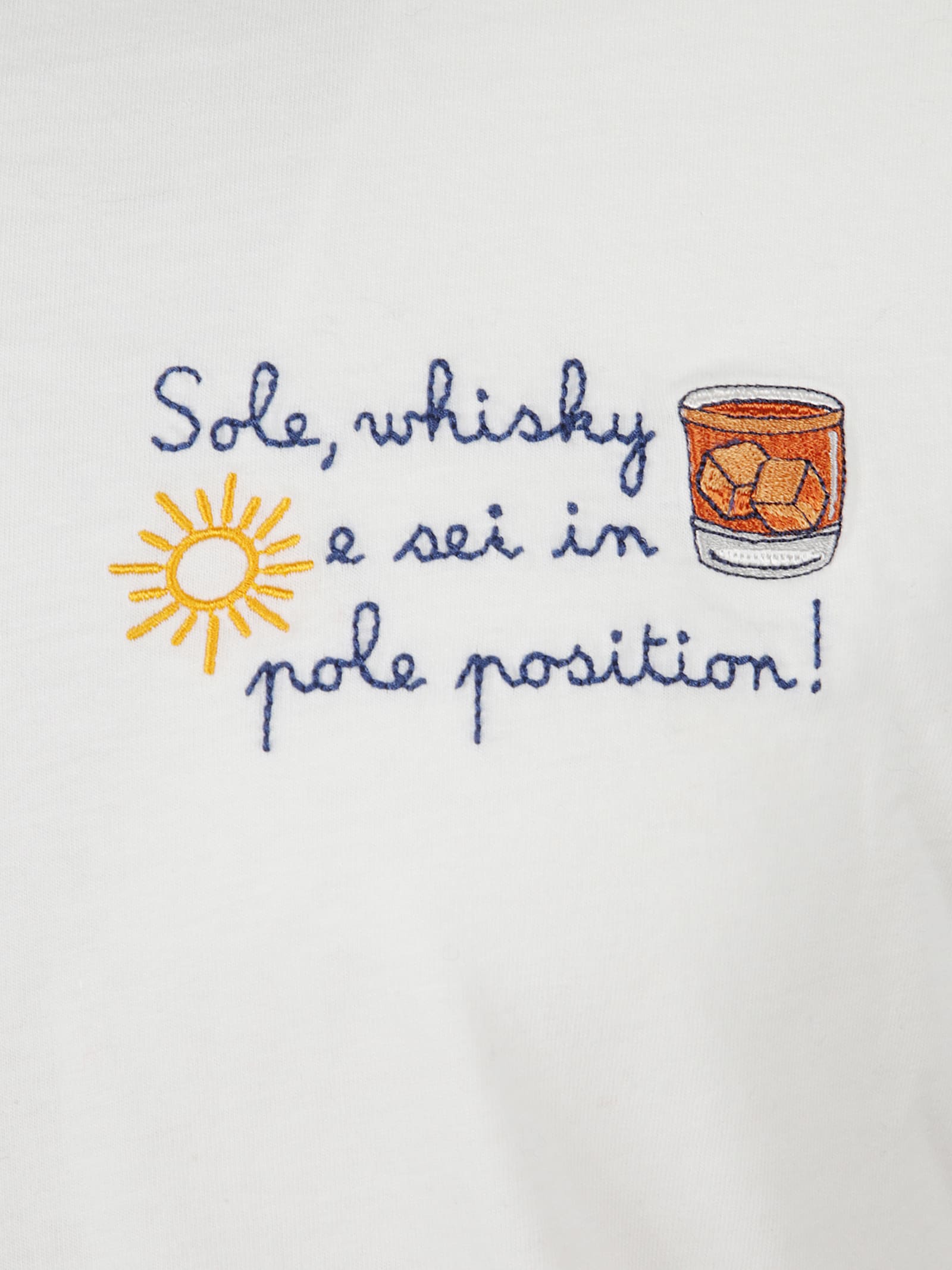 Mc2 Saint Barth T-shirt With Sole Whisky Embroidery And Youre In Pole Position In White