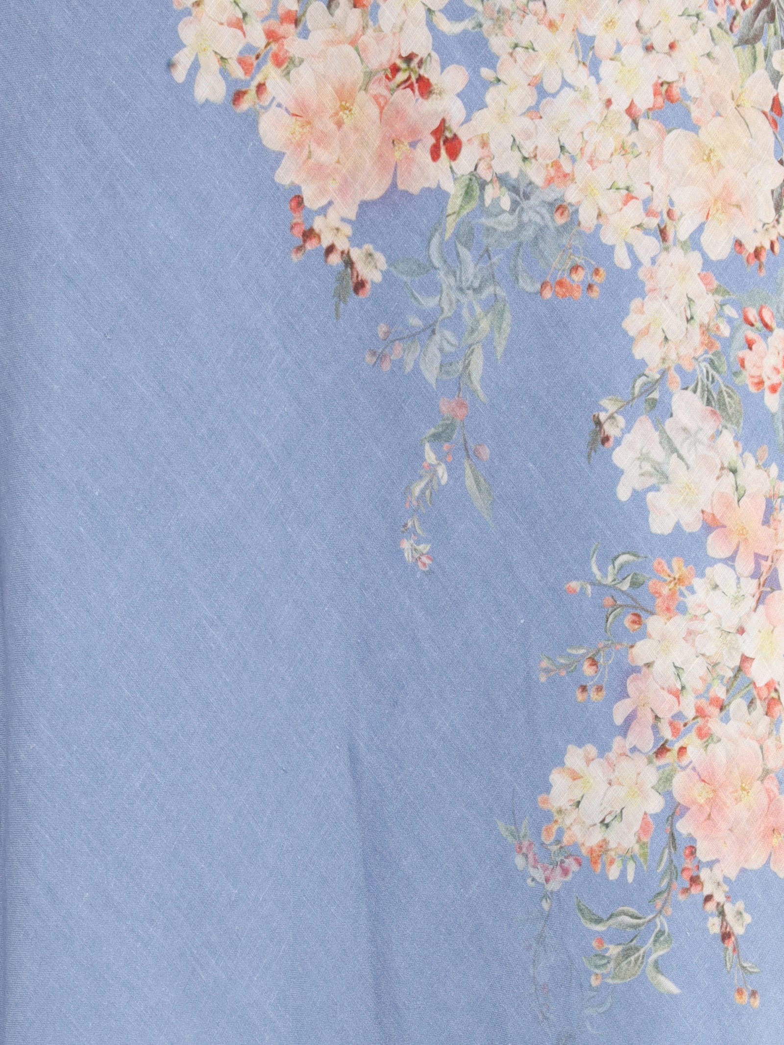 Zimmermann Womens Cascadian Bias Floral Linen Midi Skirt Teal Blue Botanical In Blue