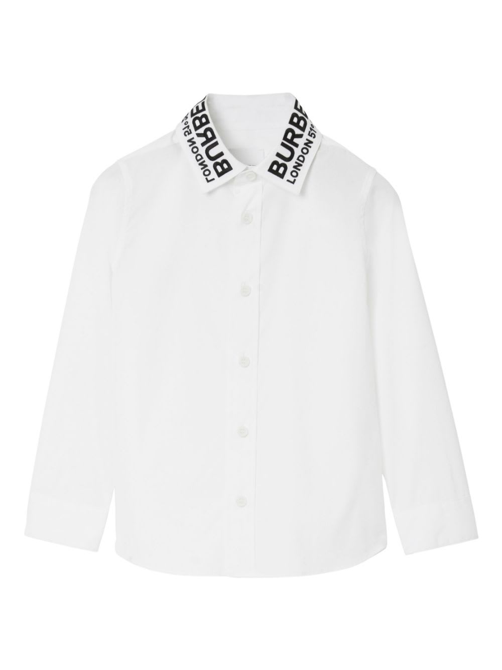 Shop Burberry Camicia Bianca In Popeline Di Cotone Bambino In Bianco