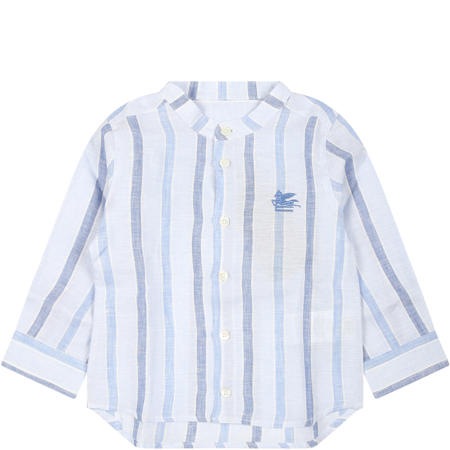 Shop Etro Light Blue Shirt For Baby Boy With Logo