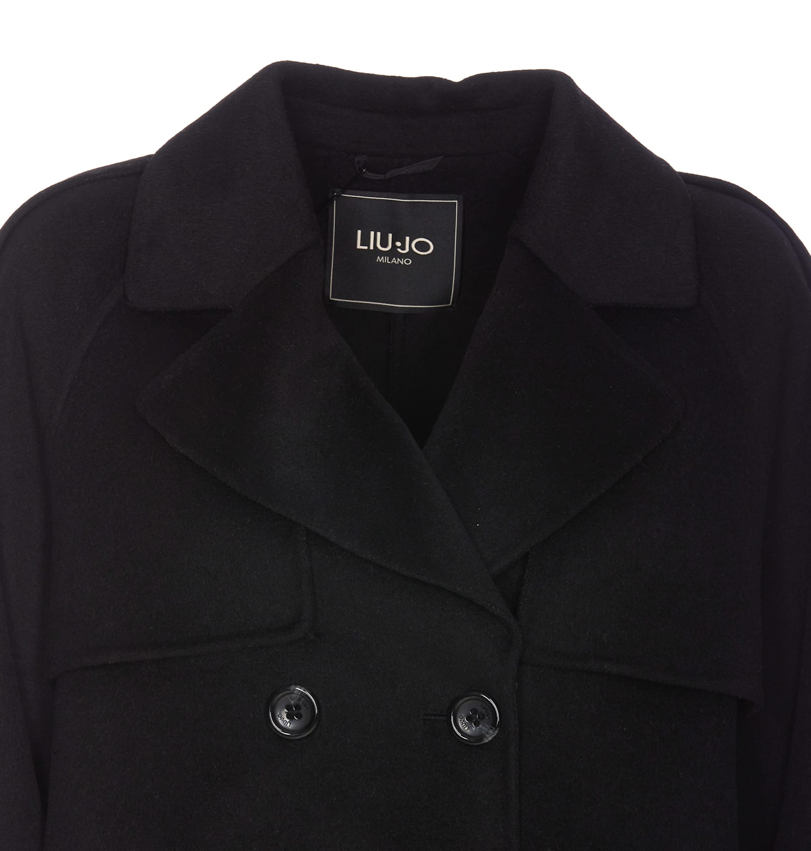 Shop Liu •jo Wool Mix Caban In Black