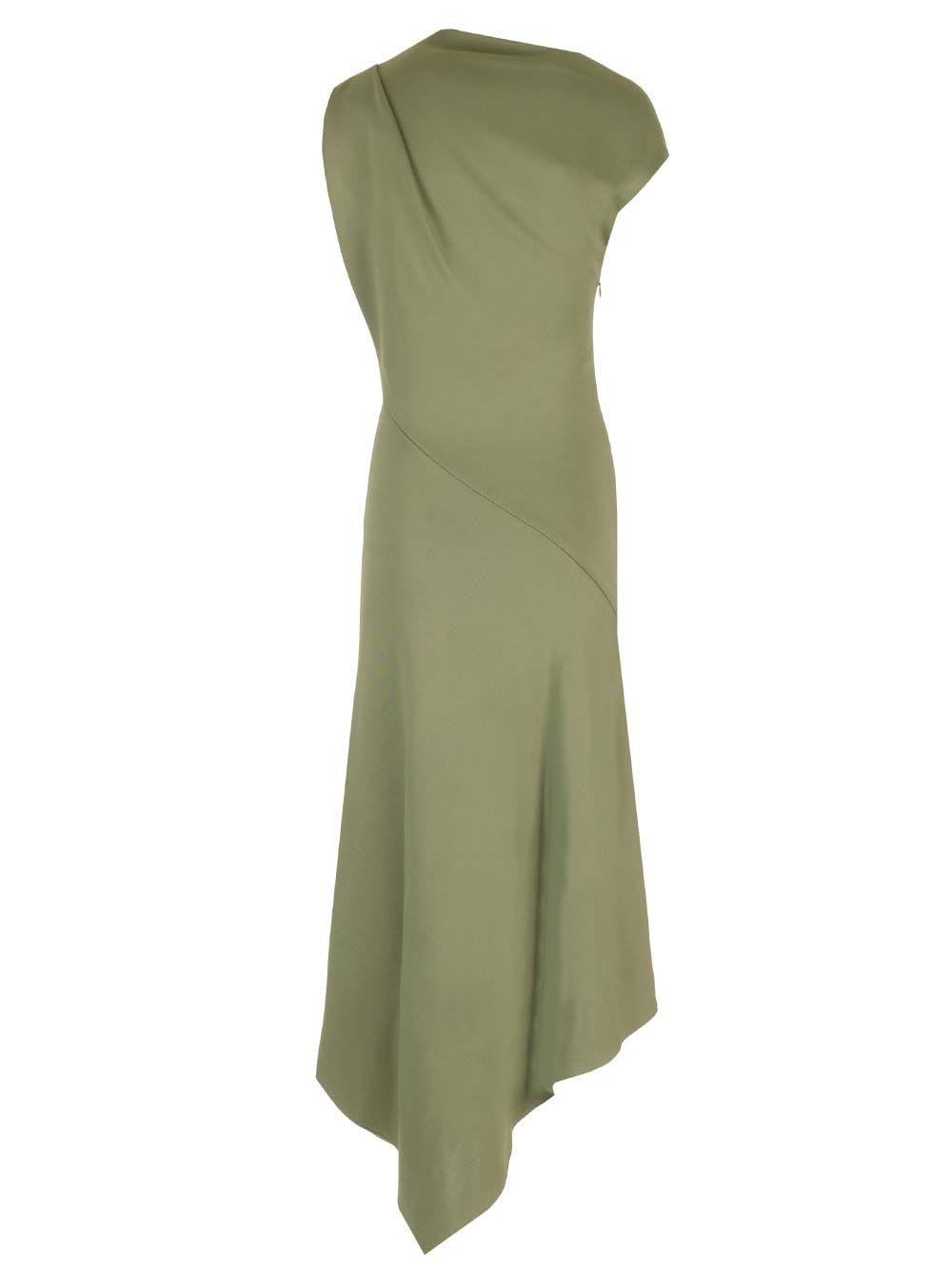 Shop Alexander Mcqueen Asymmetric Dress In Green