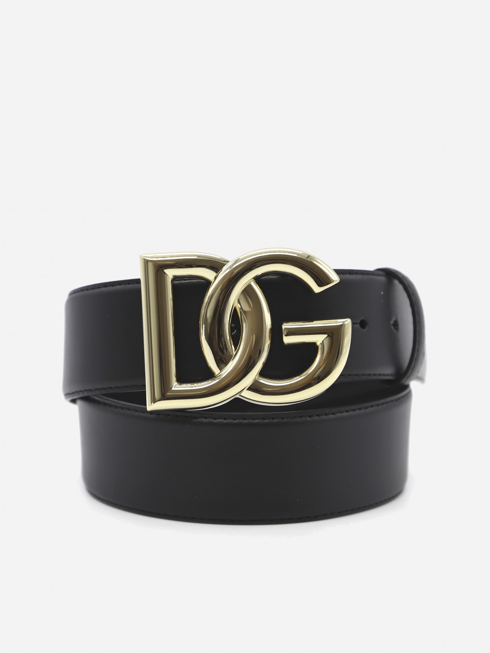 Dolce & Gabbana Leather Belt With Interwoven Dg Logo