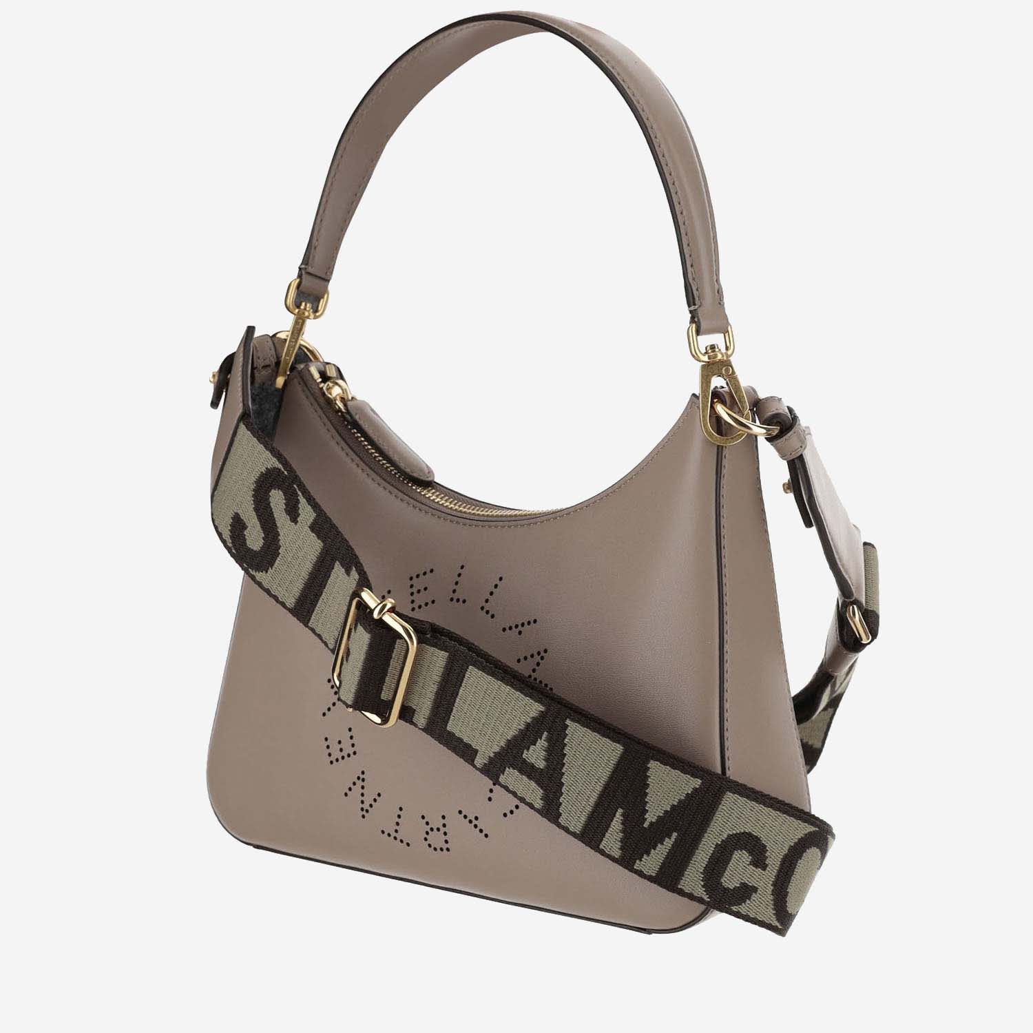Shop Stella Mccartney Small Logo Shoulder Bag In Moss
