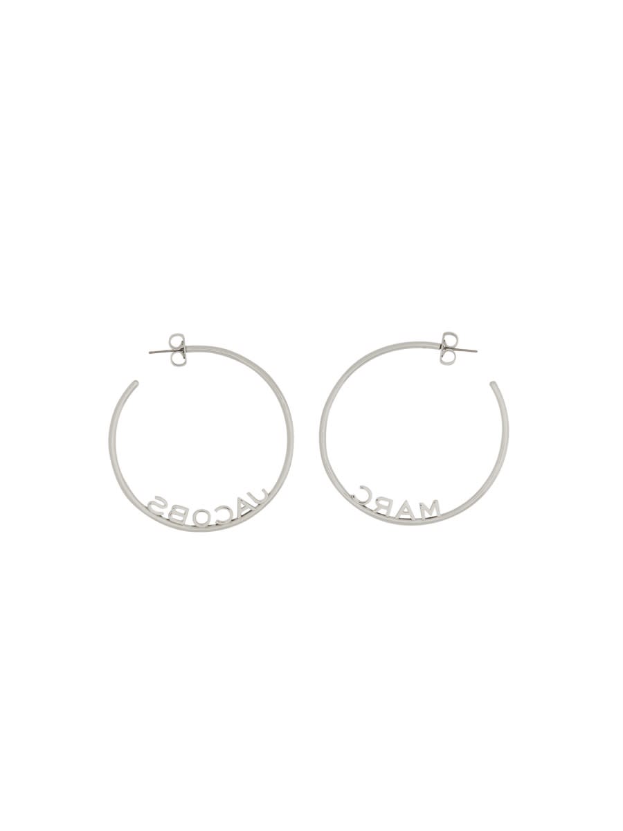 Shop Marc Jacobs Monogram Hoop Earrings In Silver