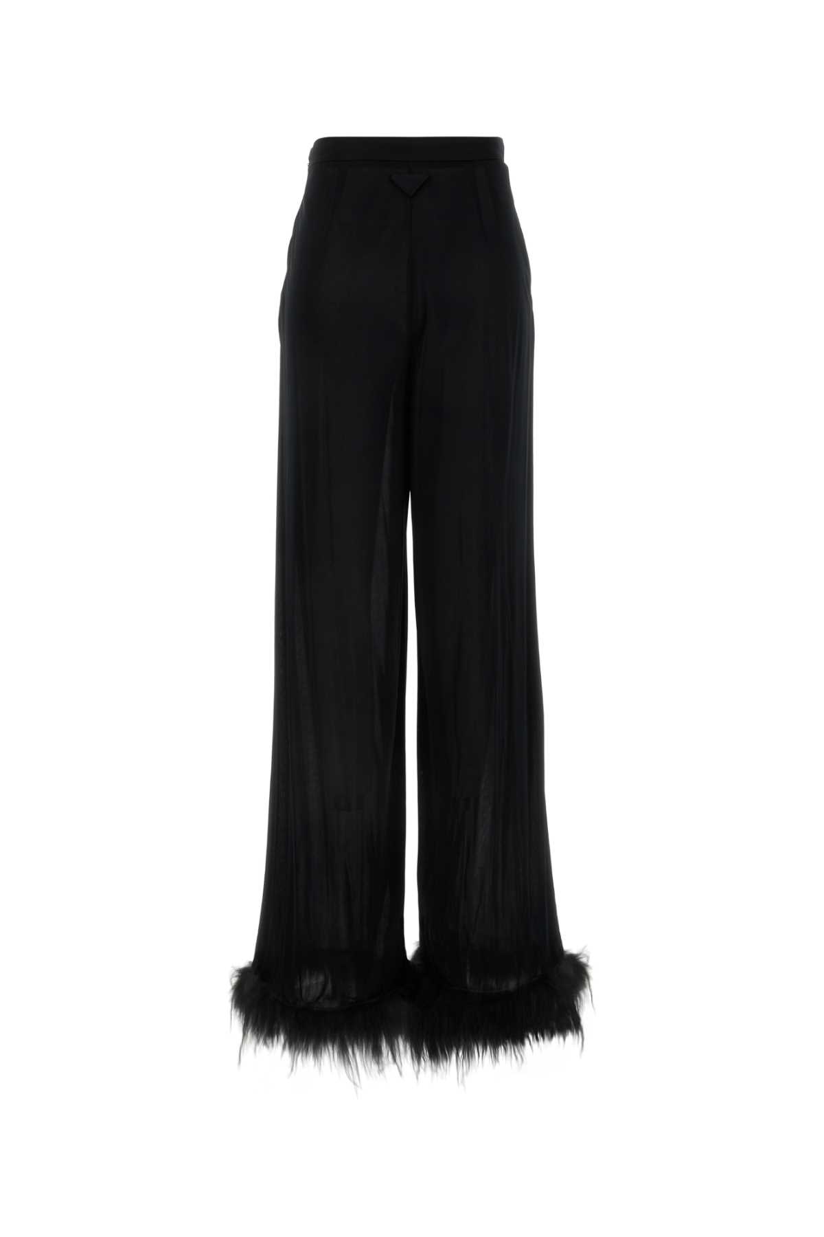Prada Women Black Satin Wide-leg Pant In Nero