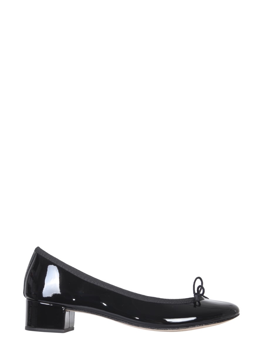 Repetto Camille Patent Leather Kitten Heeled Ballerina Pumps In Black