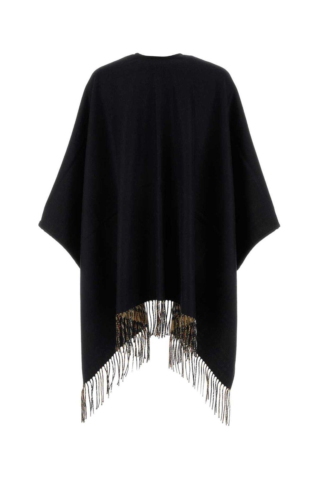 Shop Burberry Fringed-edge Reversible Scarf In Black