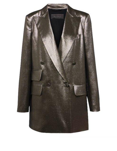 Shop Max Mara Double-breasted Long-sleeved Jacket In Bronzo