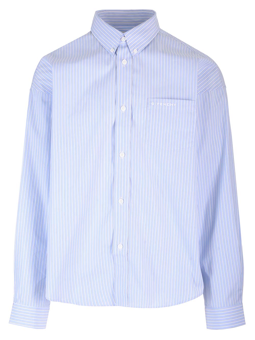 Shop Givenchy Striped Button-down Shirt In Azure