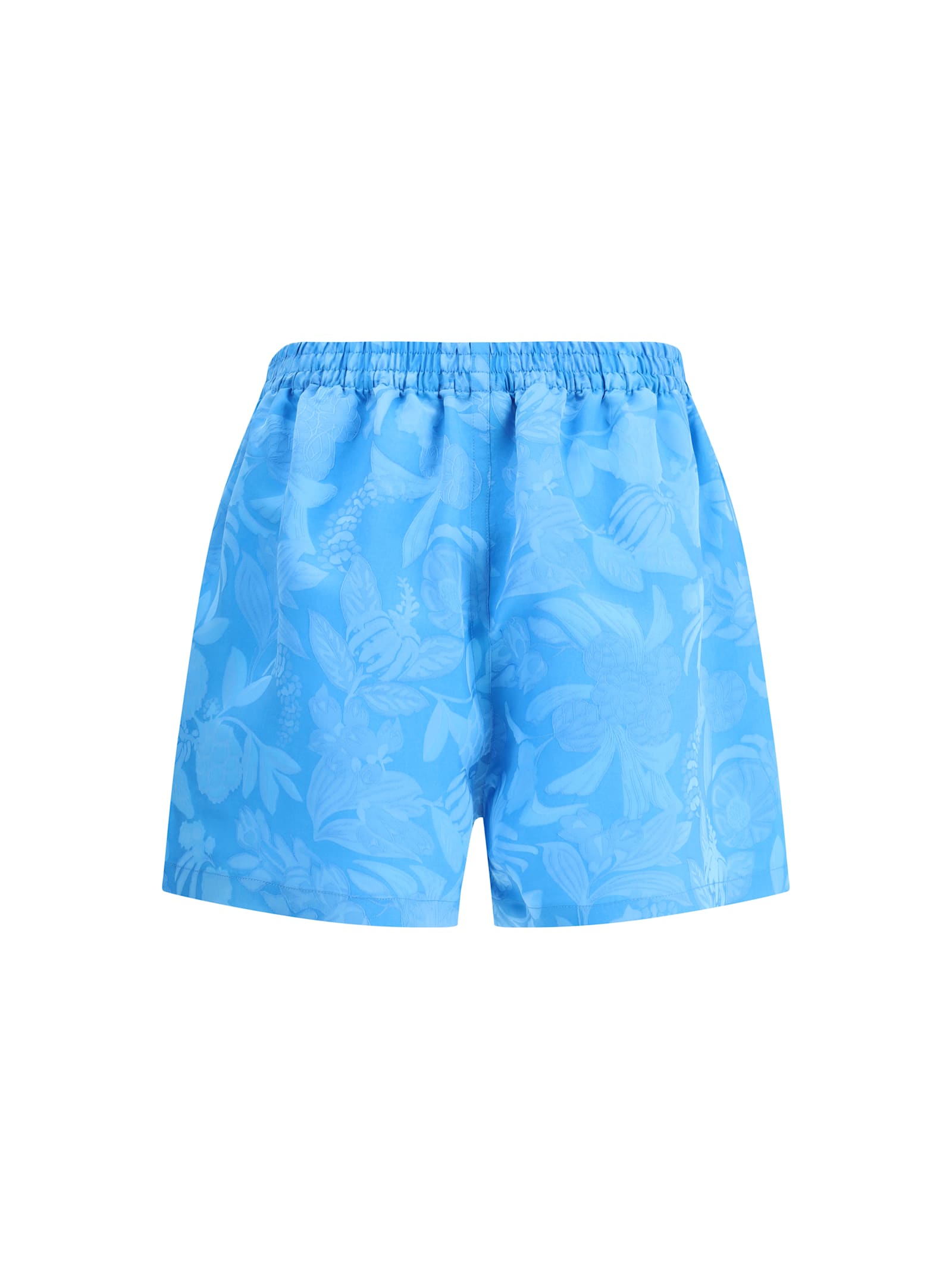 Balenciaga Floral-print Elastic-waist Shorts In Blue