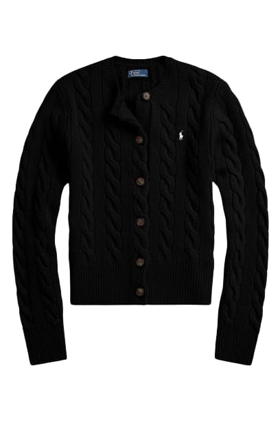Polo Ralph Lauren Cable Knit Cardigan In Black