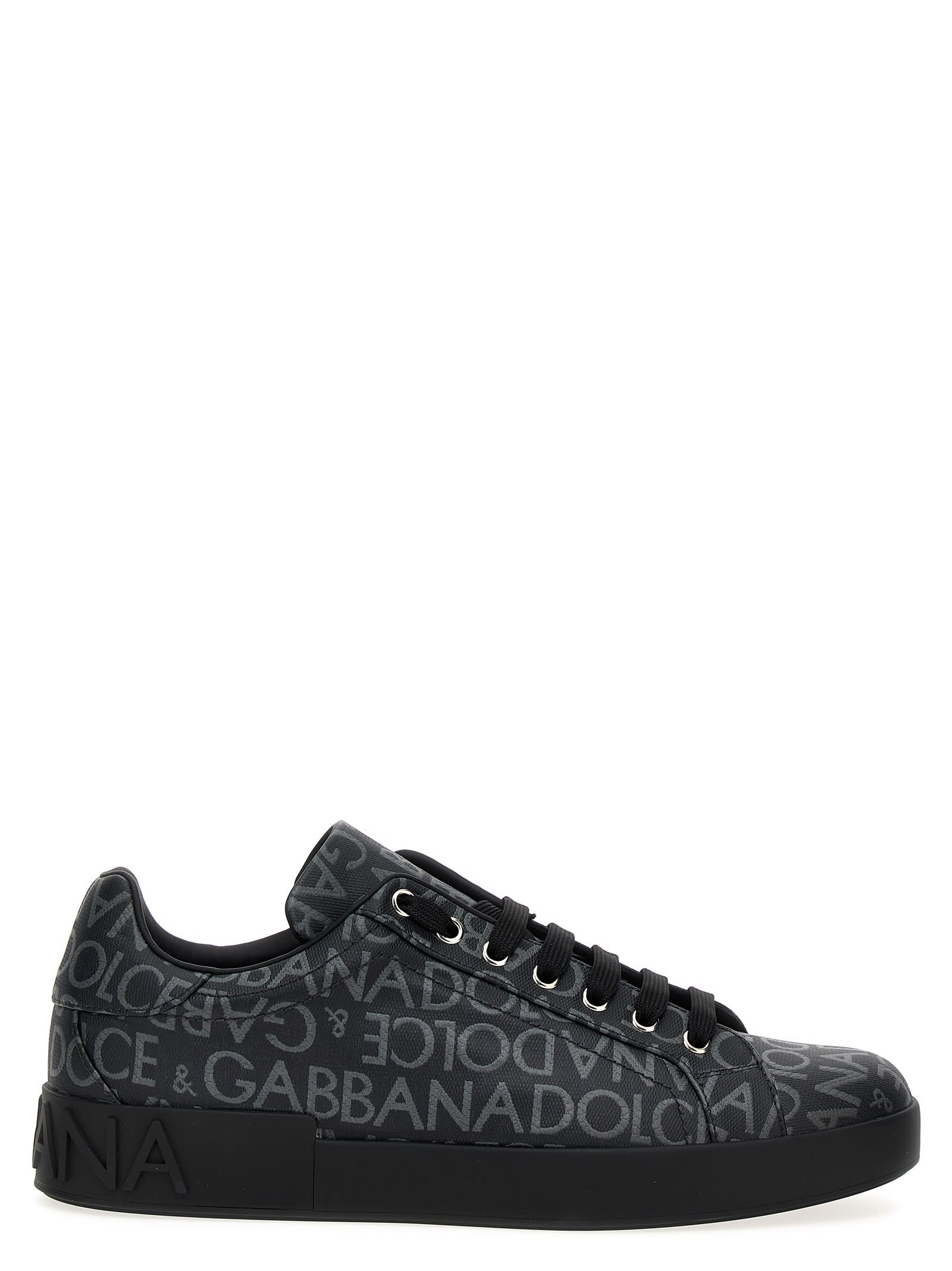 Dolce & Gabbana Logo Jacquard Low-top Sneakers In Black