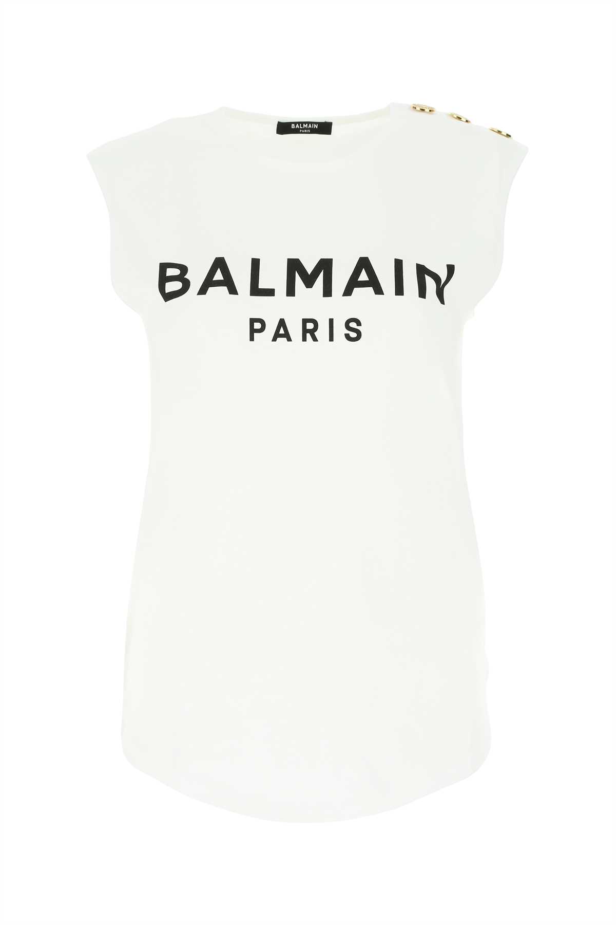 Balmain White Cotton Tank Top