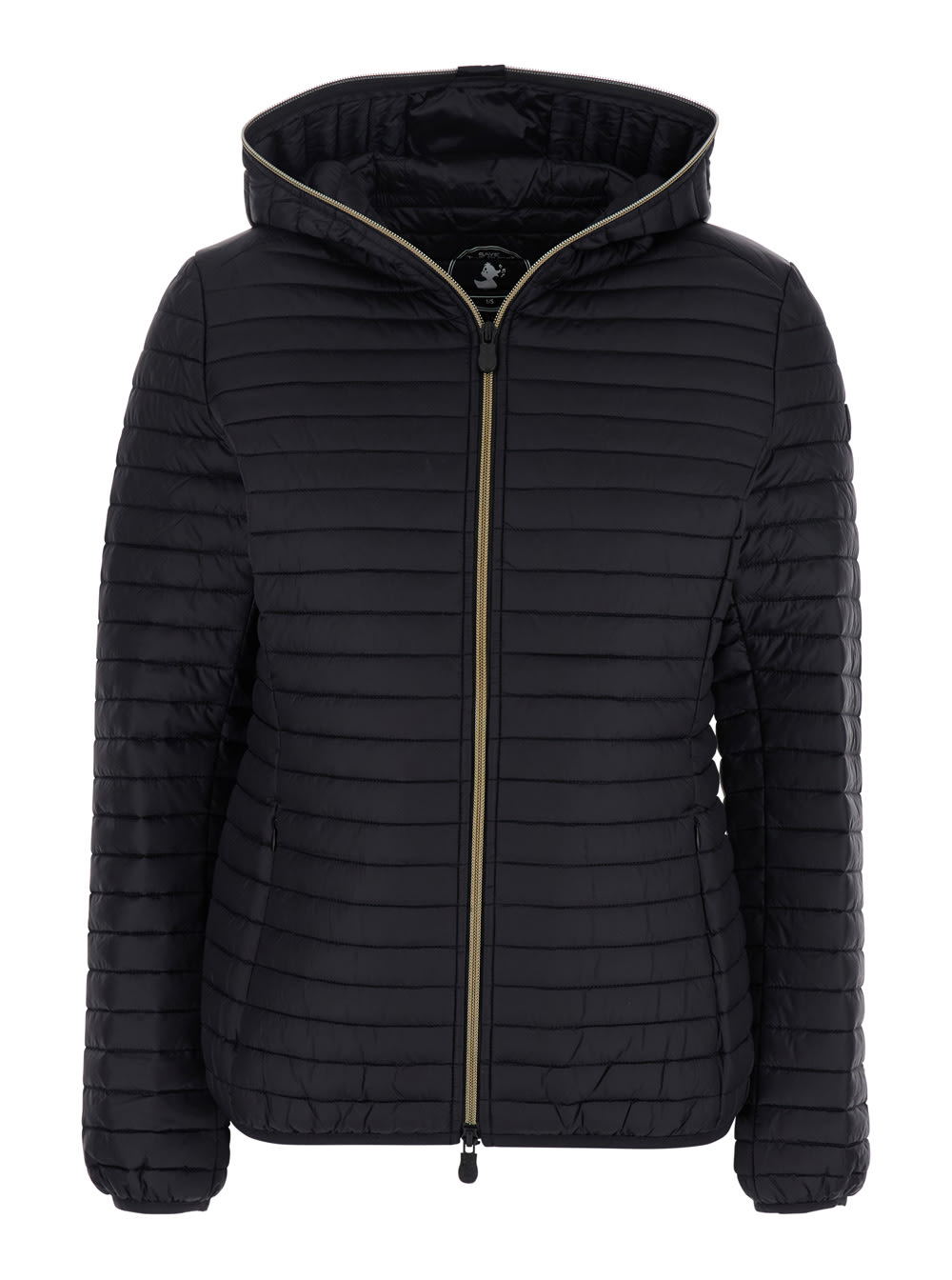 alexa Black Down Jacket With Hood And Quilted Design In Tech Fabric Woman