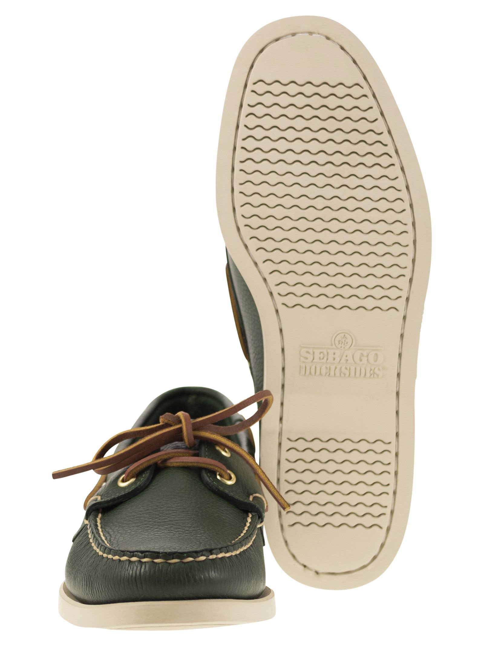 Shop Sebago Portland - Moccasin With Grained Leather In Green