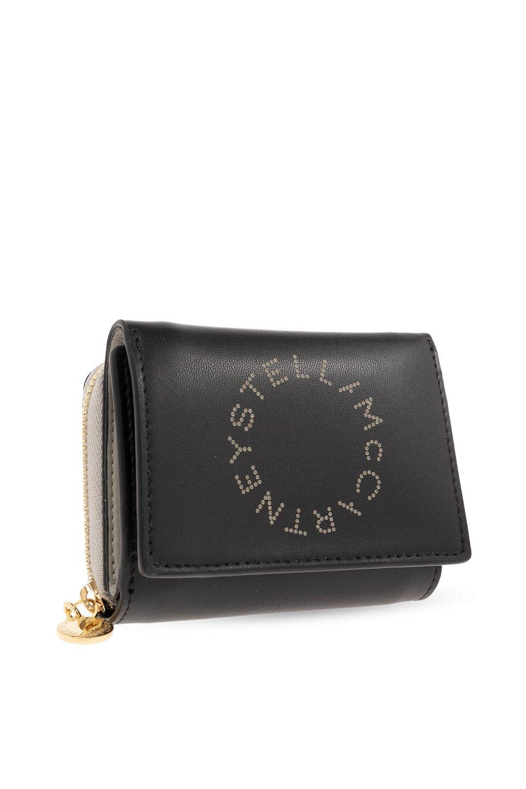 Shop Stella Mccartney Logo-appliqué Tri-fold Wallet In Black