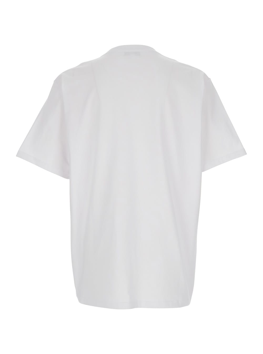 Jw Anderson Men White Crewneck T-shirt With Logo Embroidery On The Front In Cotton Man In White