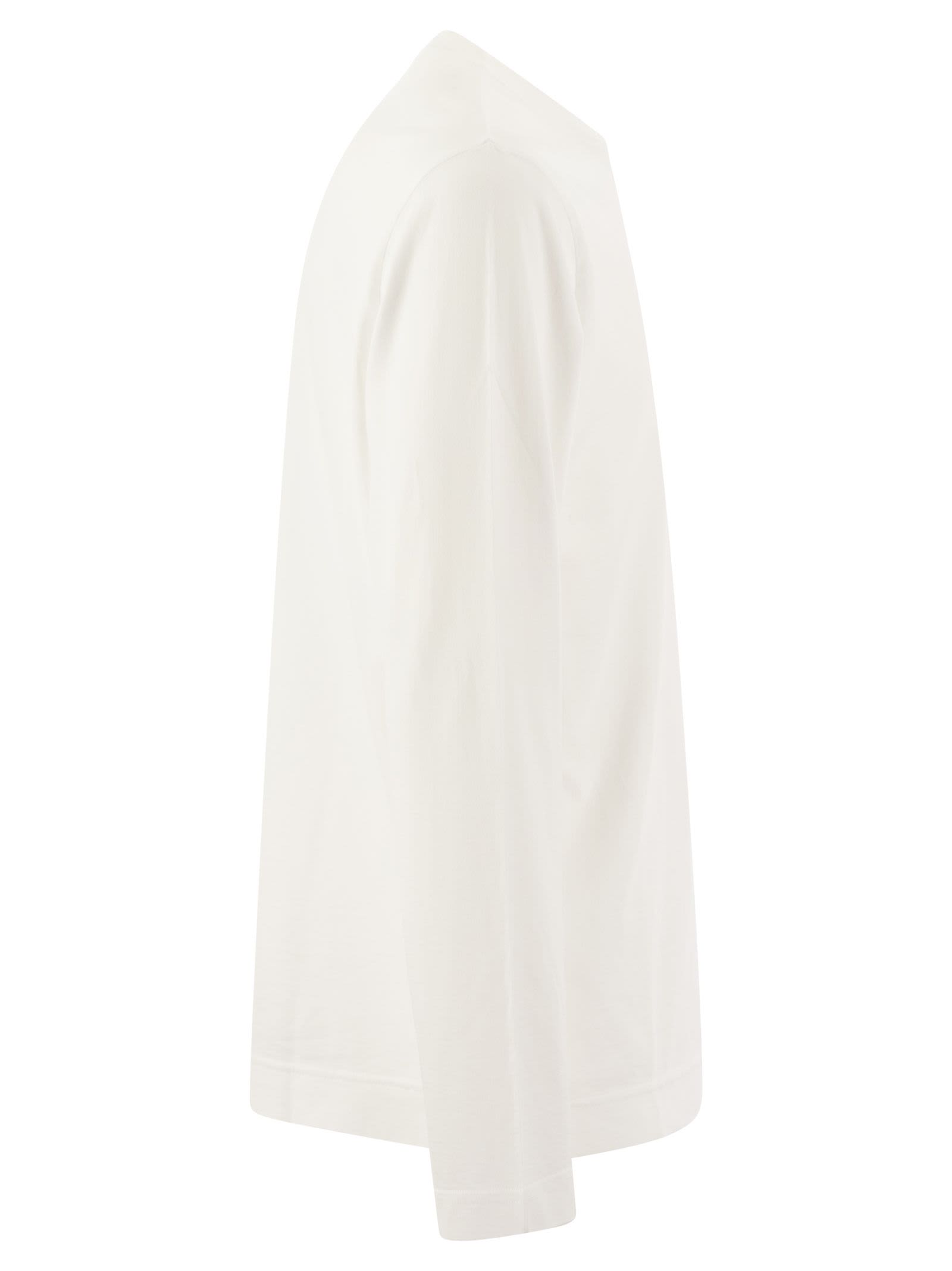 Fedeli Long-sleeved Cotton T-shirt In White