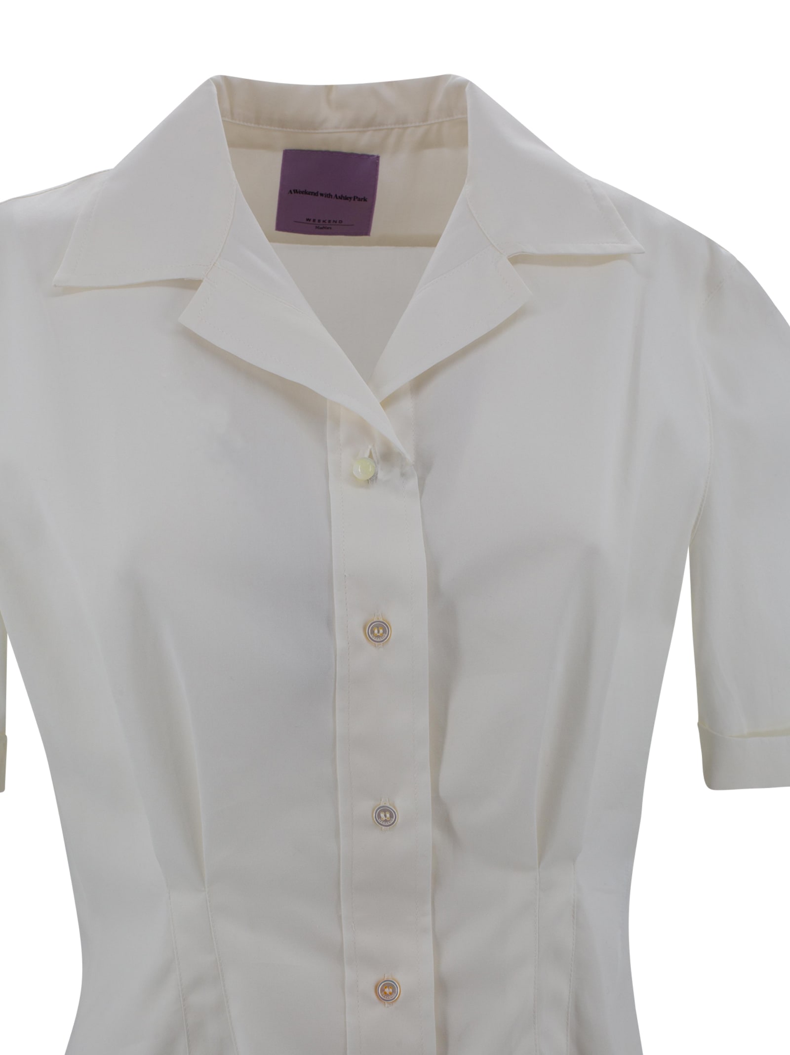 Weekend Max Mara Button-up Short-sleeved Top In White