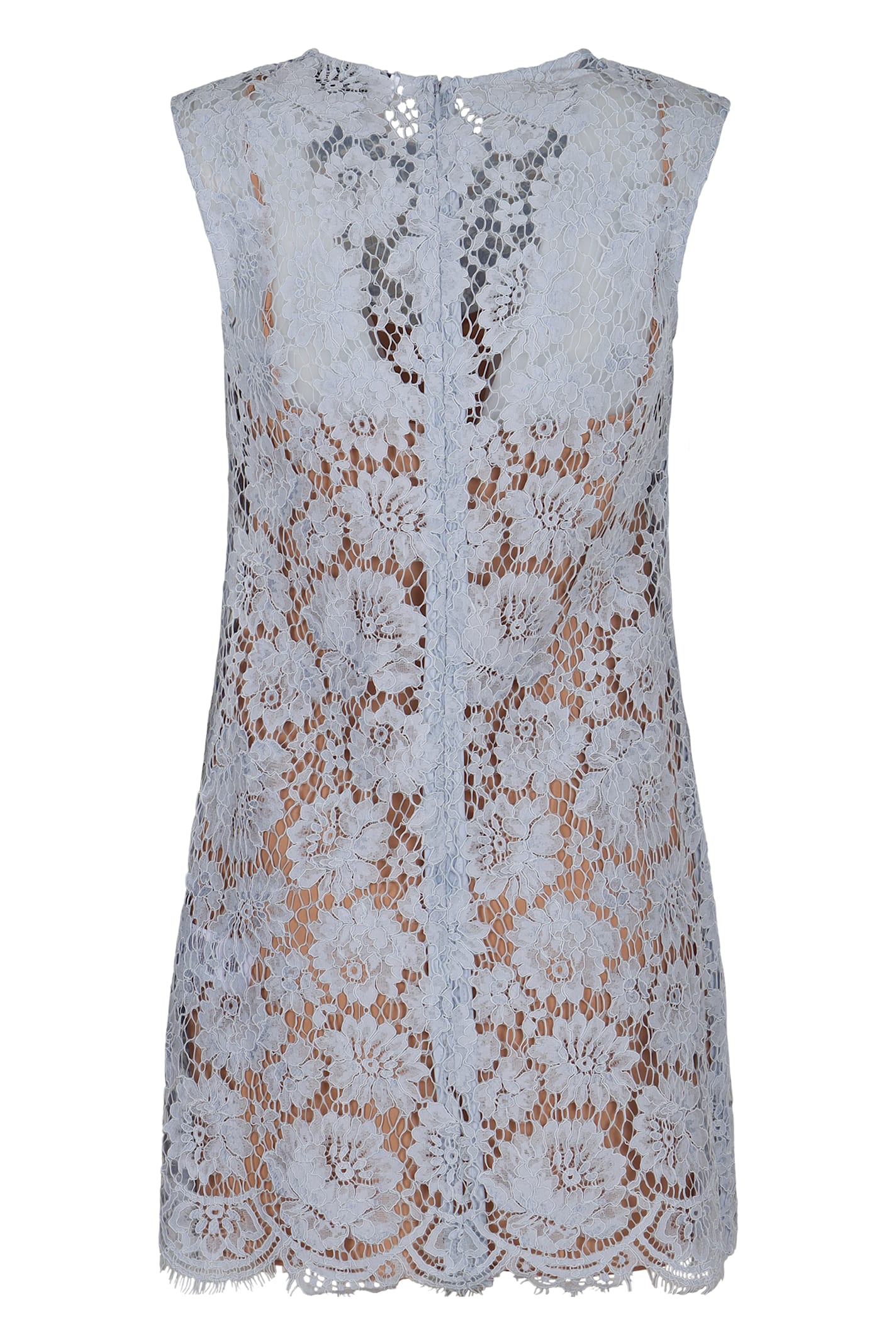 Shop Self-portrait Lace Mini Dress In Light Blue