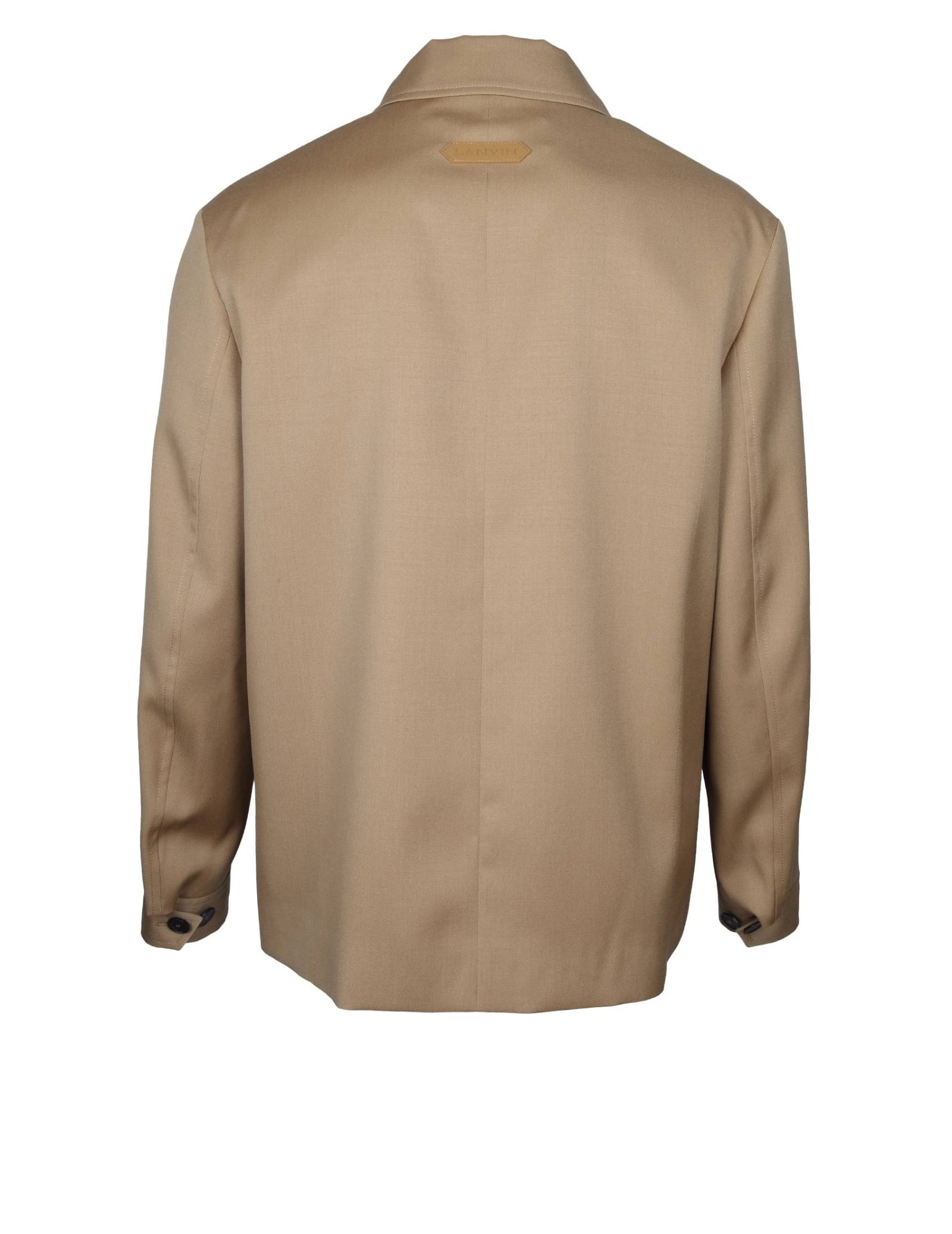 Shop Lanvin Wool Jacket With Zip Desert Color